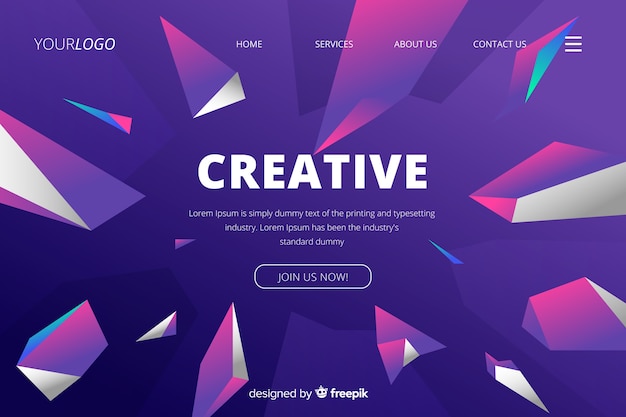 Creatieve 3d geometrische bestemmingspagina Gratis Vector