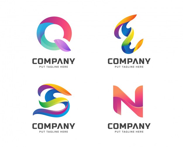 Creatieve brief eerste logo sjabloon ingesteld retro vintage Premium Vector