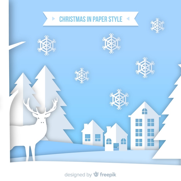 Creatieve kerst achtergrond in papier stijl | Gratis Vector