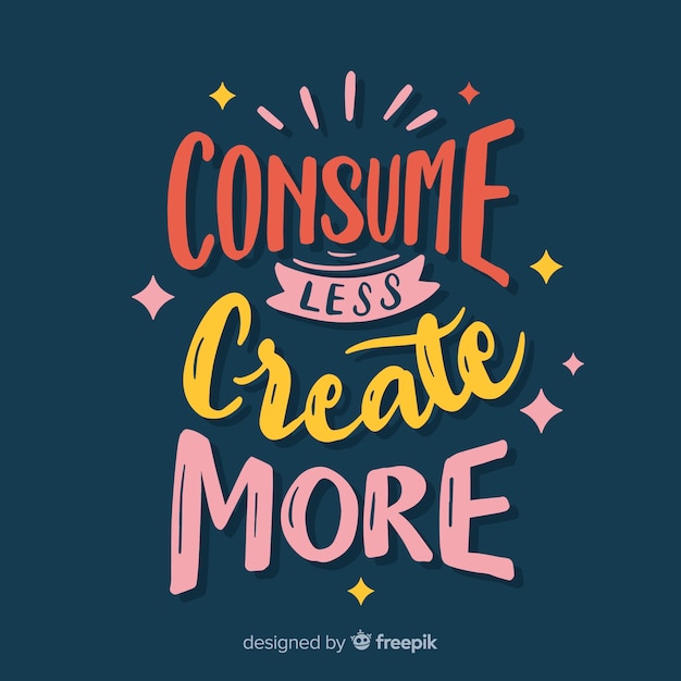 Creativiteit belettering achtergrond met kleuren Gratis Vector