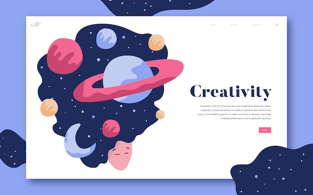 Creativiteit en grafische ruimte-website Gratis Vector