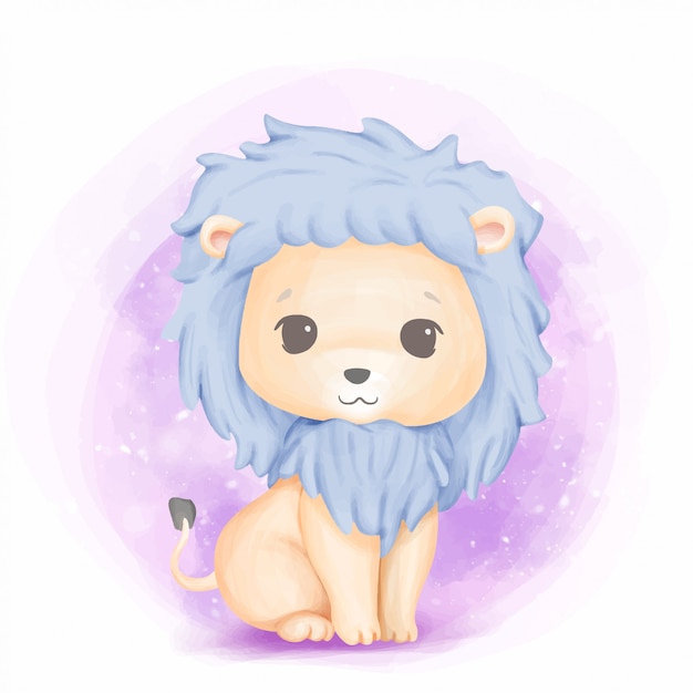 Download Cute animal baby lion lovely | Premium Vector