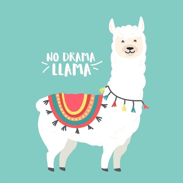 Cute Cartoon Lama Ontwerp Premium Vector