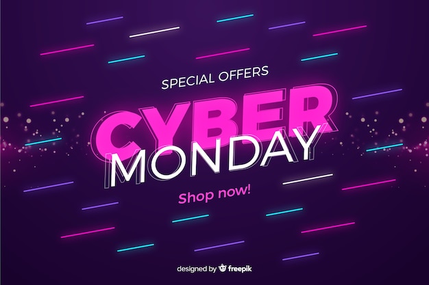 Cyber maandag concept in plat design Gratis Vector