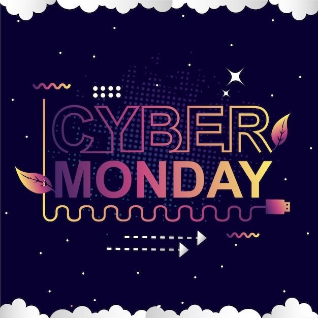 Cyber monday sale banner set elements premium vectorpakket Premium Vector