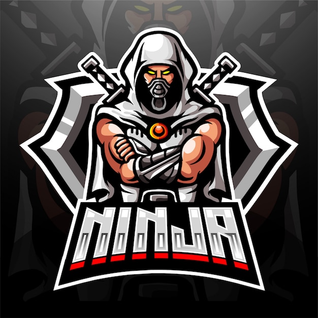  Cyber  ninja mascotte logo  voor elektronisch sport gaming  