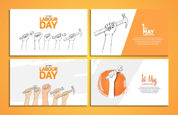 Dag van de arbeid vector ontwerp poster Premium Vector
