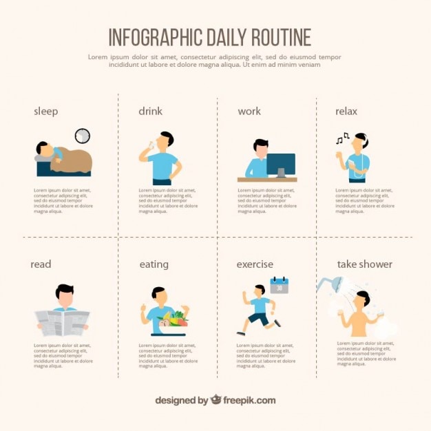 Dagelijkse Routine Infographic Gratis Vector