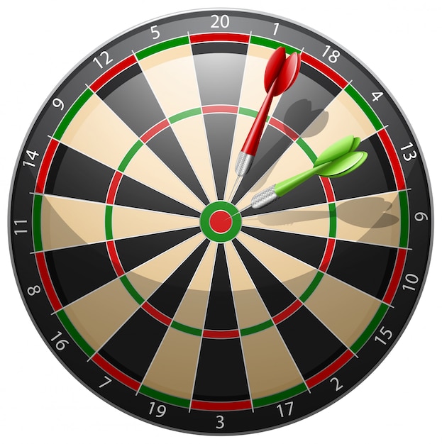 Dartbord met pijlen Gratis Vector