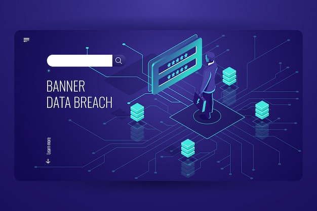 Data-inbreuk, hackeraanval, wachtwoord raden hacking, digitale engineering, social engineering Gratis Vector