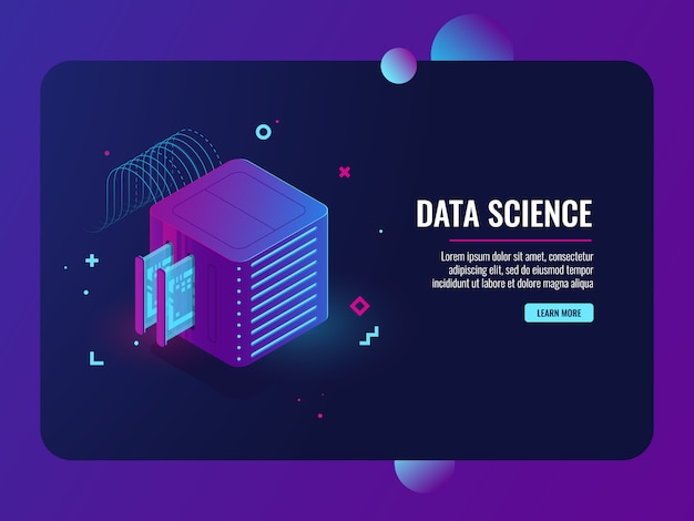Dataflow computing, serverruimte, database en datacenter-pictogram, vpn-systeem Gratis Vector