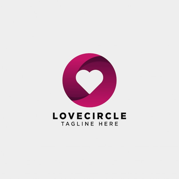 Daterend liefde cirkel gradiënt logo vector pictogram geïsoleerd Premium Vector
