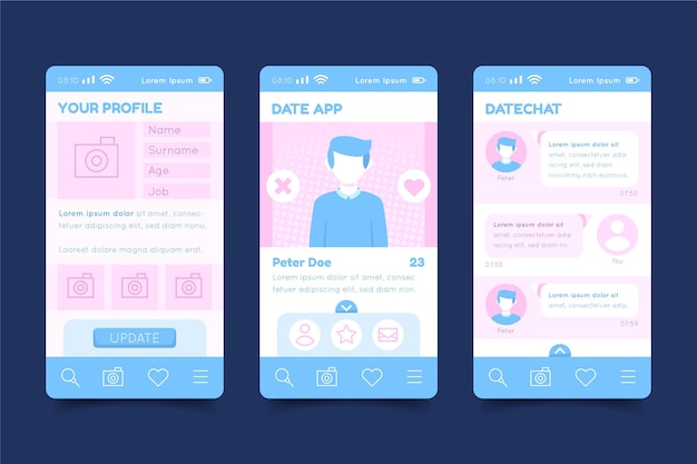 Dating app-interface concept | Gratis Vector