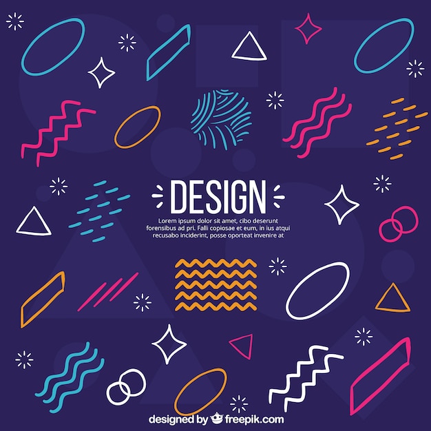 De achtergrond van ontwerpelementen in de stijl van memphis Gratis Vector