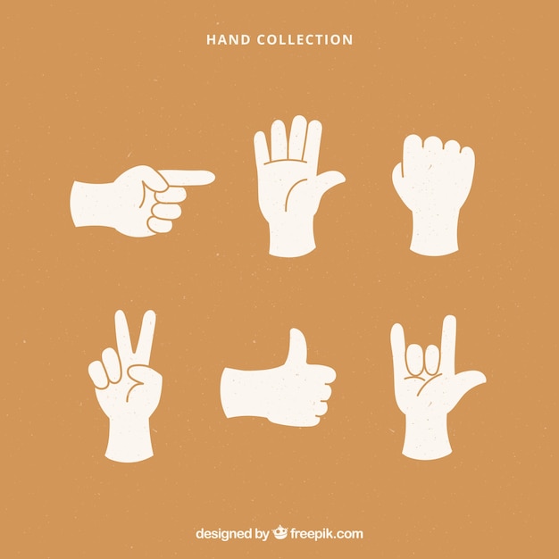 De handeninzameling met verschillend stelt in hand getrokken stijl Gratis Vector