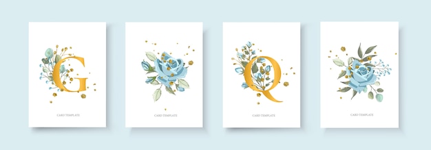 De kaartenvelop van de huwelijks bloemen gouden uitnodigingskaart bewaart het ontwerp van de datumminimalisme met natuurinstallatie marineblauwe roze bloem en goud ploetert. botanische elegante decoratieve vector sjabloon aquarel stijl Gratis Vector