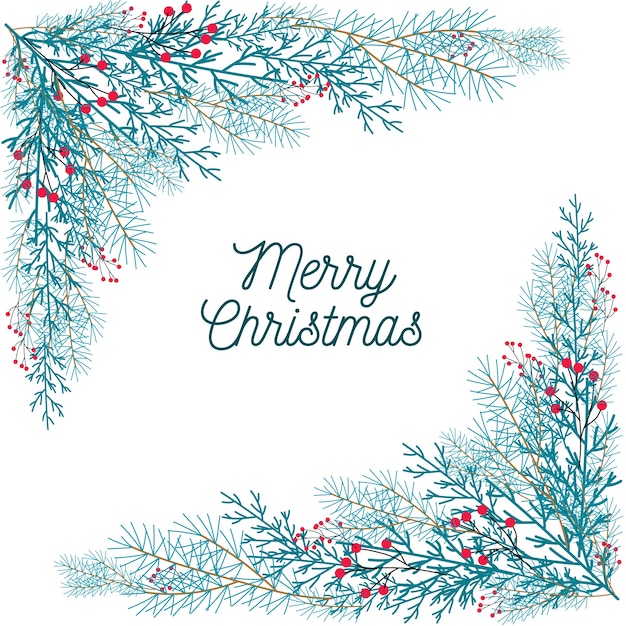 De kerstboom vertakt zich achtergrond in vlak ontwerp Gratis Vector