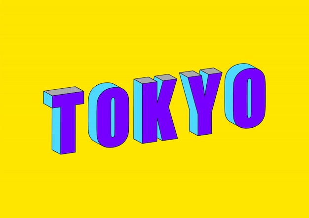 De tekst van tokyo met 3d isometrisch effect Premium Vector