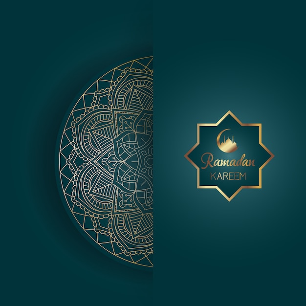 Decoratieve ramadan kareem-achtergrond met mandalaontwerp Gratis Vector