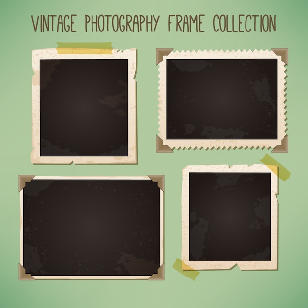 Decoratieve uitstekende fotoframes Gratis Vector