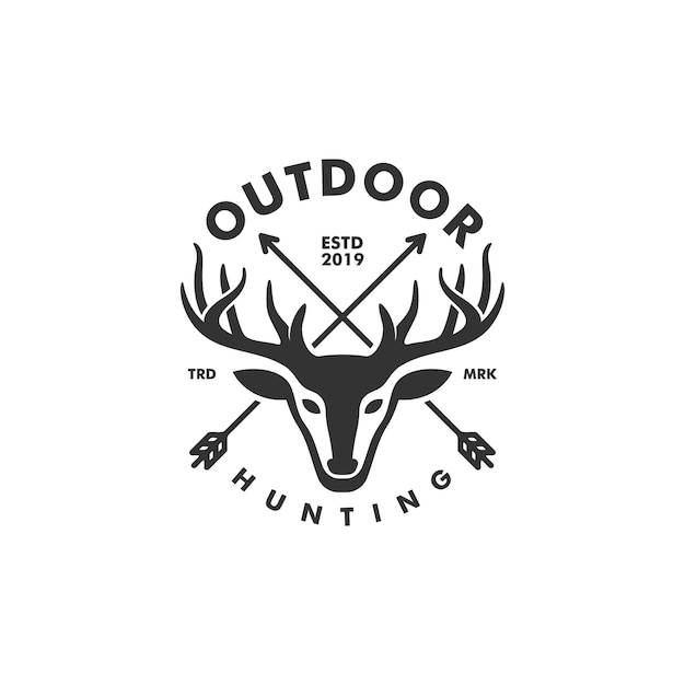 Deer hunting concept illustratie vector sjabloon Premium Vector