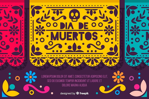Día de muertos concept met platte ontwerp achtergrond Gratis Vector