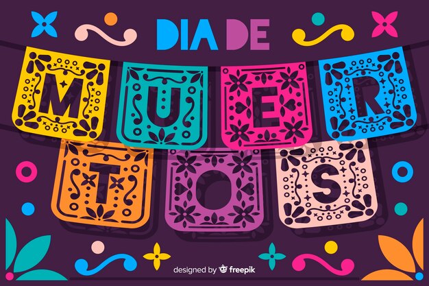 Día de muertos concept met platte ontwerp achtergrond Gratis Vector