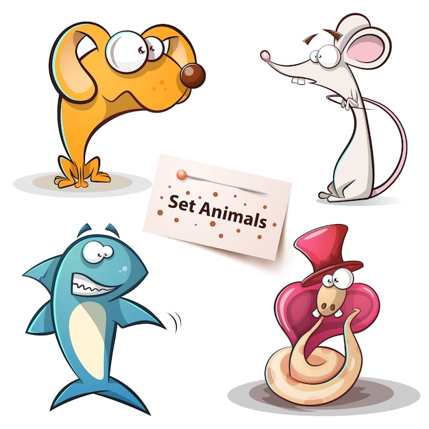 Dieren instellen Premium Vector