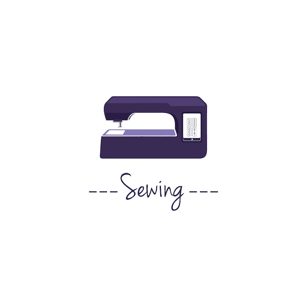 Digitaal naaimachine logo Premium Vector