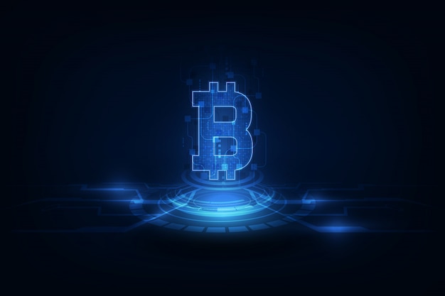 Digitale bitcoin crypto valuta vector achtergrond. bitcoin vector illustratie achtergrond Premium Vector