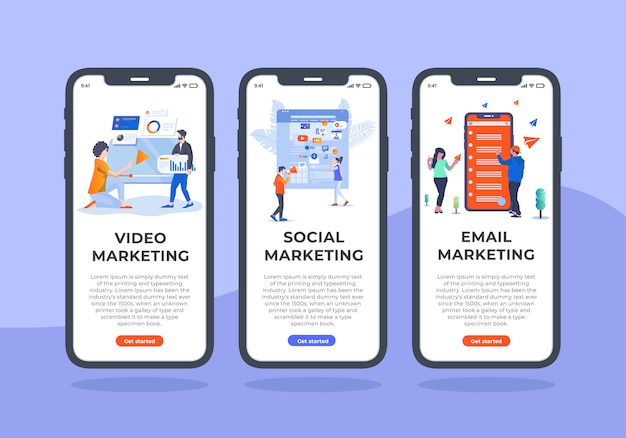 Digitale marketing-mobile-ui-design. Premium Vector