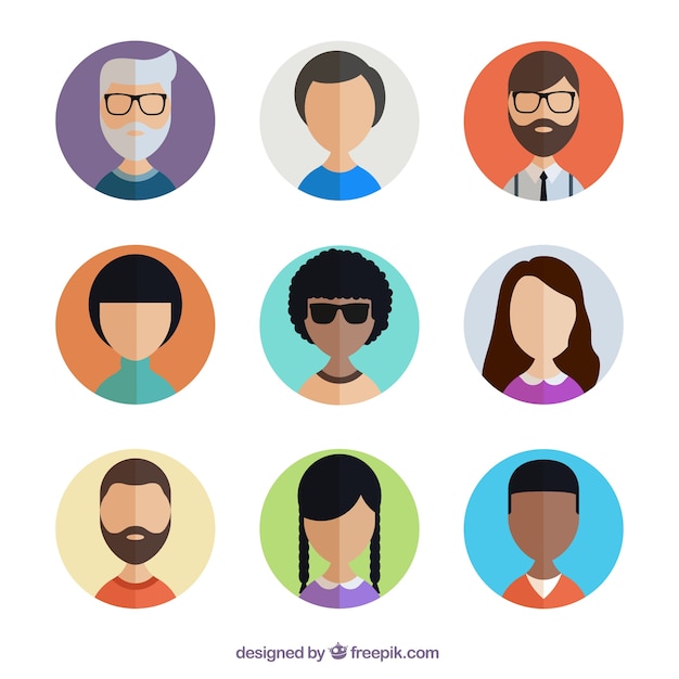 Diverse gebruiker avatars collectie Gratis Vector