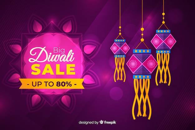 Diwali verkoopconcept in plat ontwerp Gratis Vector