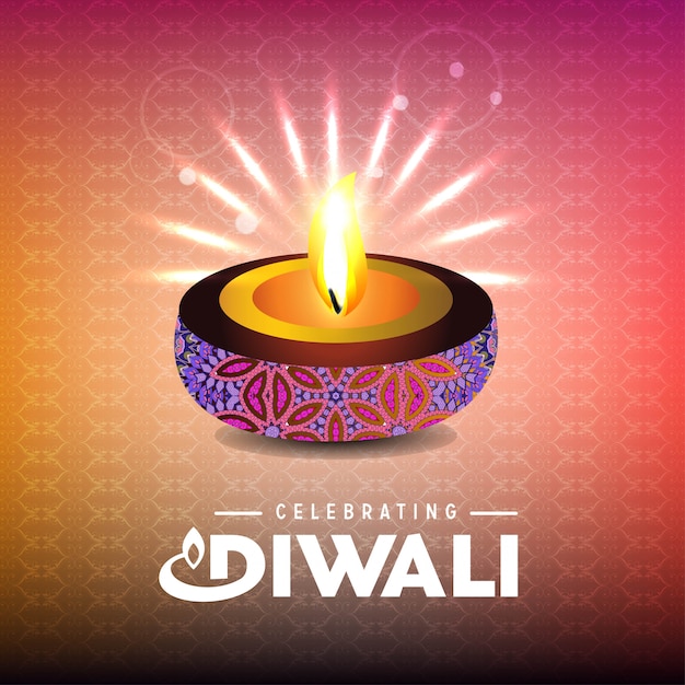 Diwaliontwerp met lichte achtergrond en typografievector Gratis Vector