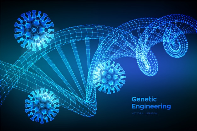 Dnasequentie en covid19infectie viruscellen. coronavirus 2019ncov