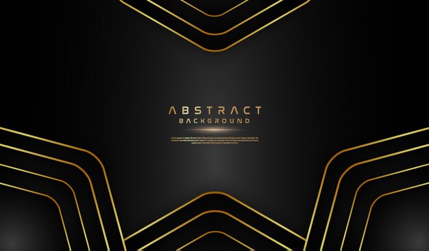 Donkere abstracte achtergrond met gouden lijn Premium Vector