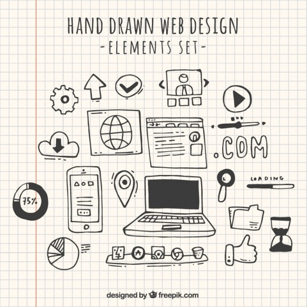 Doodles web design element collectie | Gratis Vector