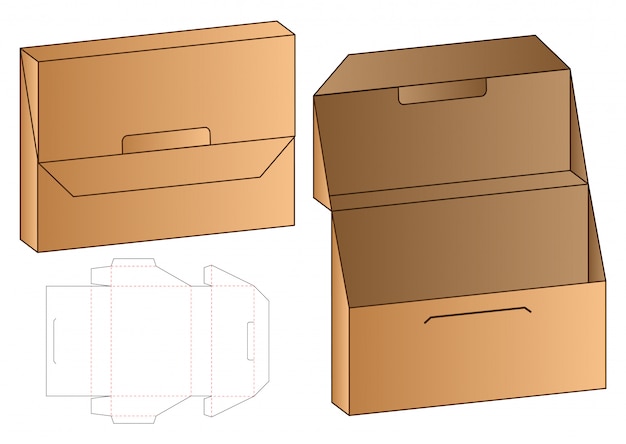 Doos verpakking gestanst sjabloonontwerp. Premium Vector