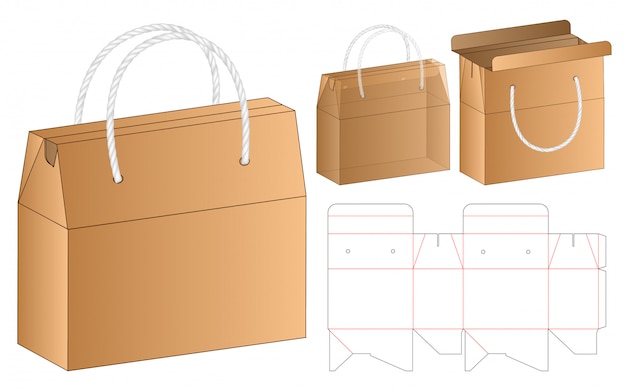 Doos verpakking gestanst sjabloonontwerp. Premium Vector