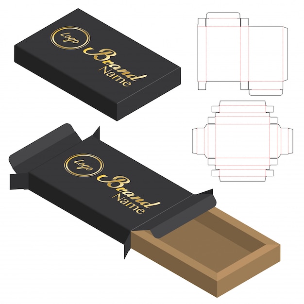 Doosverpakking gestanst matrijsontwerp Premium Vector