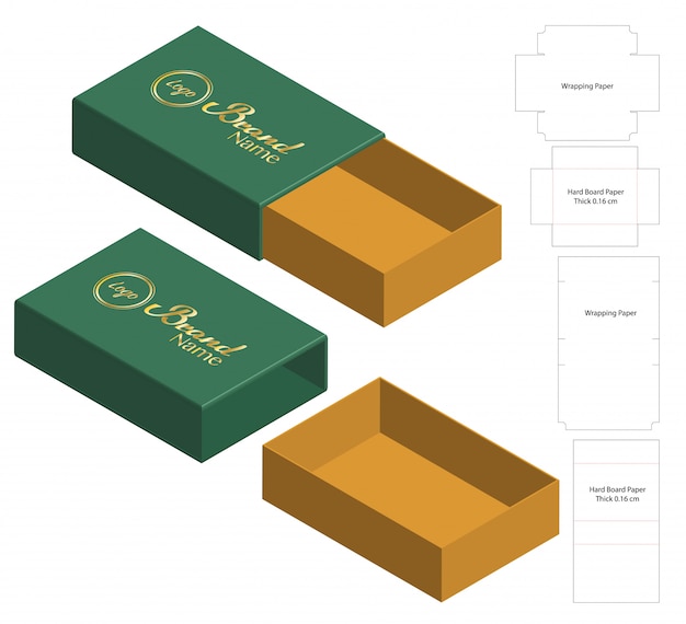 Doosverpakking gestanst matrijsontwerp Premium Vector