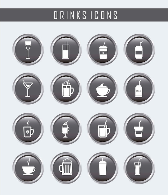 Drinkt knopen over grijze vectorillustratie als achtergrond Premium Vector