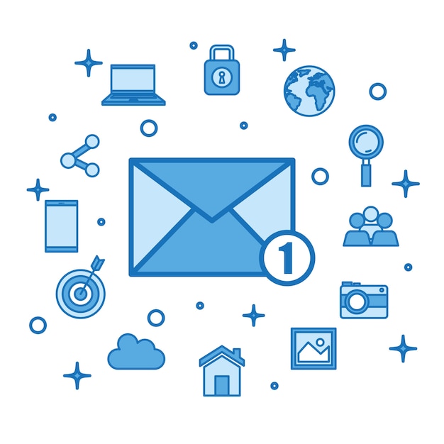 E-mail ontvangen van berichten nieuwe e-mail inbox | Premium Vector