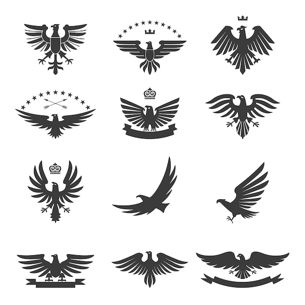 Eagles set black | Premium Vector