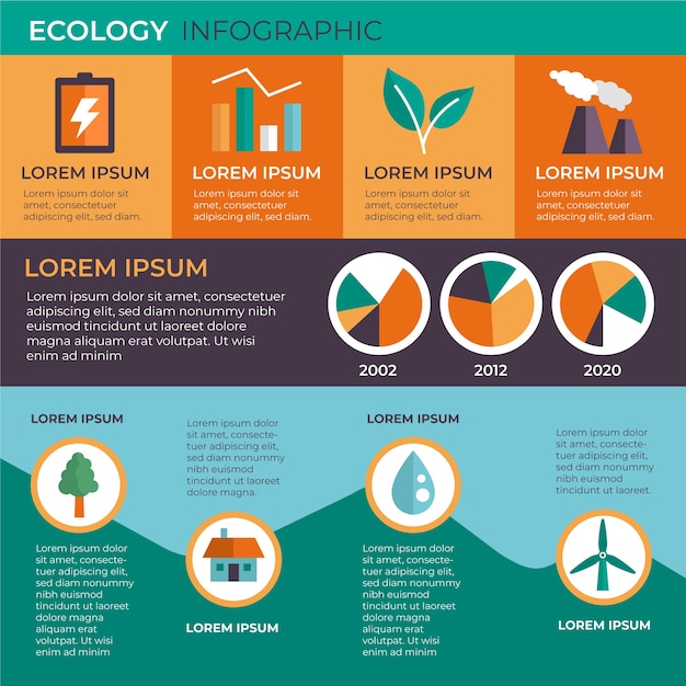 Ecologie infographic met retro kleurenontwerp Gratis Vector