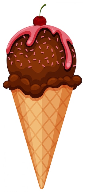 Een chocolade-ijsje in een kegel | Premium Vector