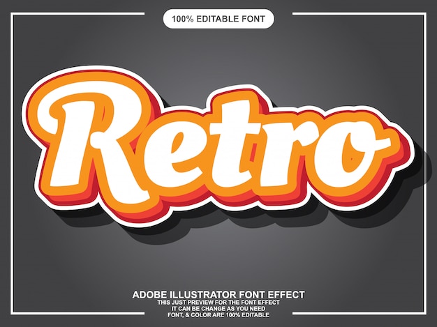 Eenvoudig retro script bewerkbaar typografie lettertype effect Premium Vector