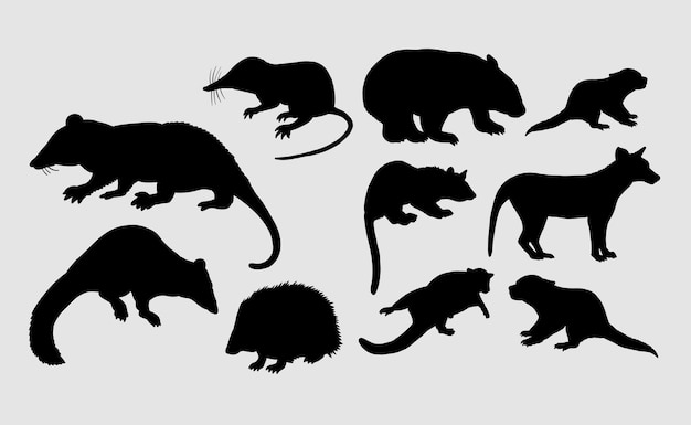 Versterken Verniel verwijderen Egel, wezel, muis, het dierlijke silhouet van het rattenzoogdier | Premium  Vector