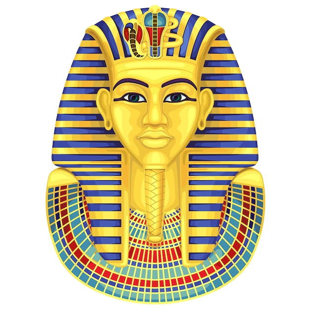 Egyptisch gouden farao'smasker. oude cultuur zingt en symbool. Premium Vector