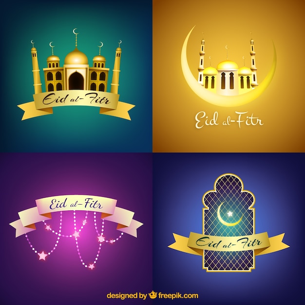 Eid al-fitr achtergrond collectie | Gratis Vector